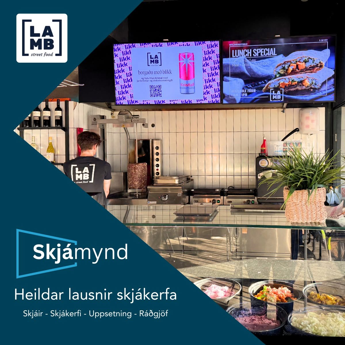 Matseðlaskjáir á LAMB Street Food